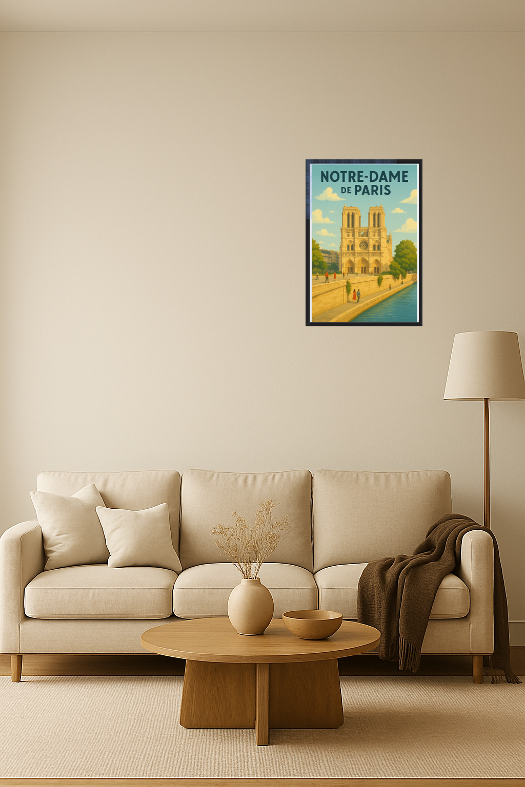 Affiche "Notre-Dame de Paris" - Illustration Vintage Cathédrale - Décoration Murale Paris Historique