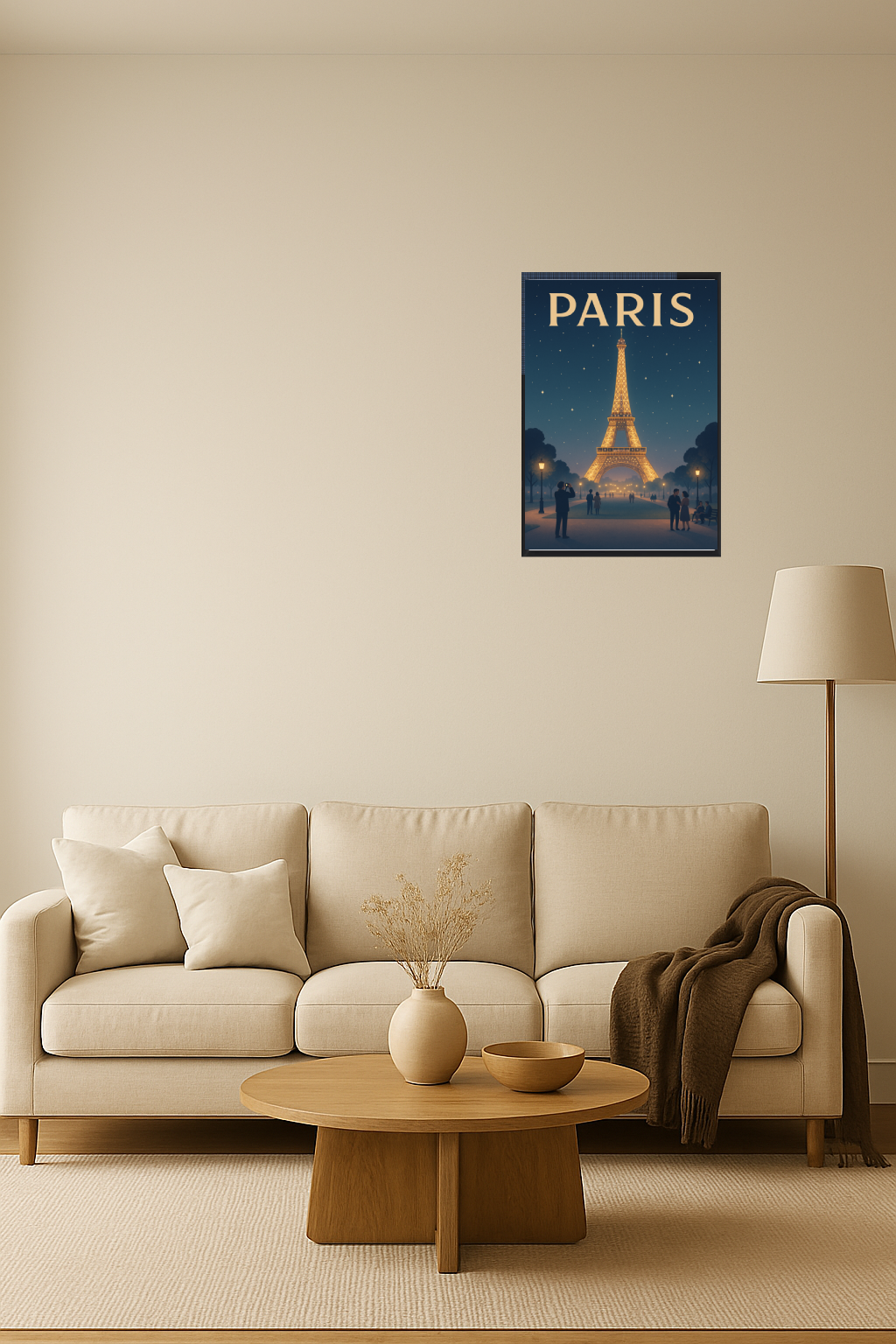 Affiche "Tour Eiffel" - Illustration Vintage Paris Illuminé - Décoration Murale Ville Lumière