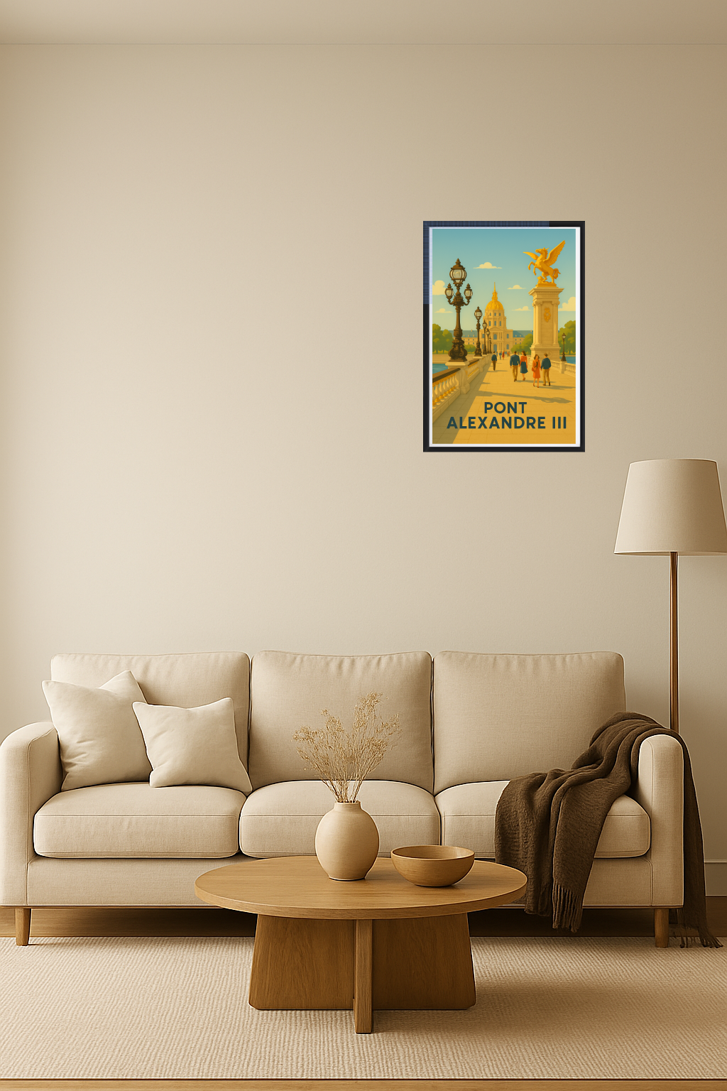 Affiche "Pont Alexandre III" - Illustration Vintage Paris - Décoration Murale Ponts de Paris