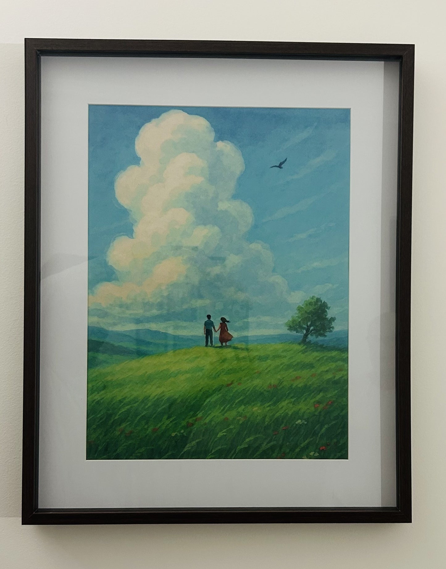 Affiche "Balade" - Illustration Vintage Couple Champêtre - Décoration Murale Nature et Romantisme