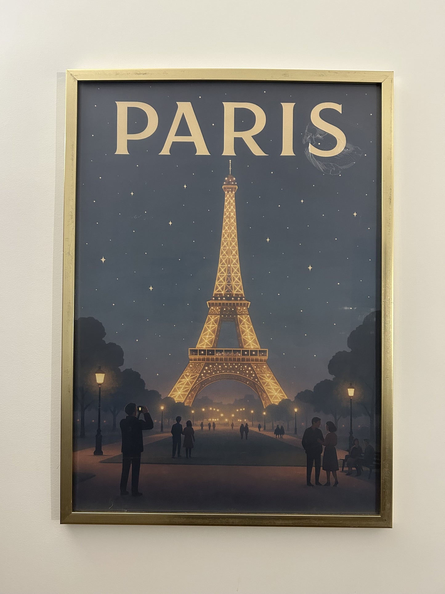 Affiche "Tour Eiffel de Nuit" - Illustration Vintage Paris Illuminé - Décoration Murale Ville Lumière