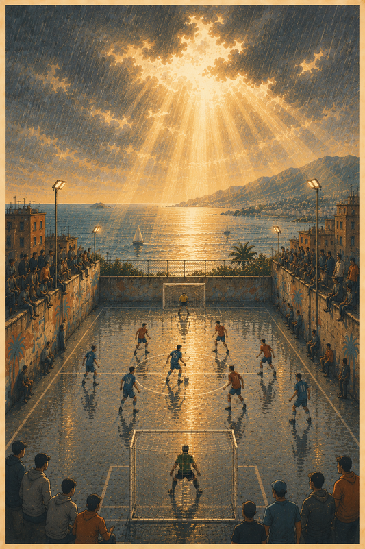 Golden Hour Derby – Affiche Football Vintage