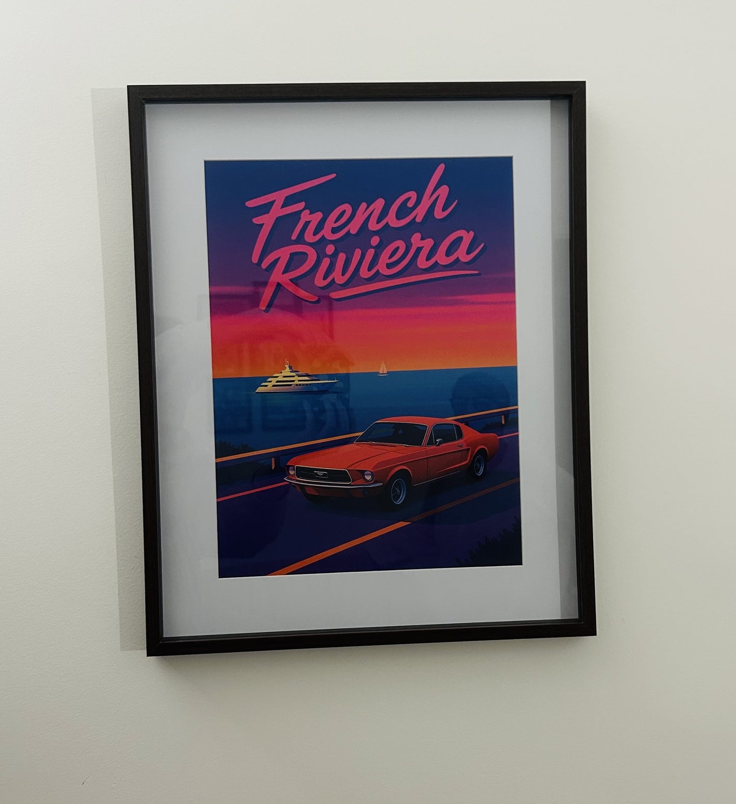 Affiche "French Riviera" - Illustration Vintage Côte d'Azur - Décoration Murale Méditerranée