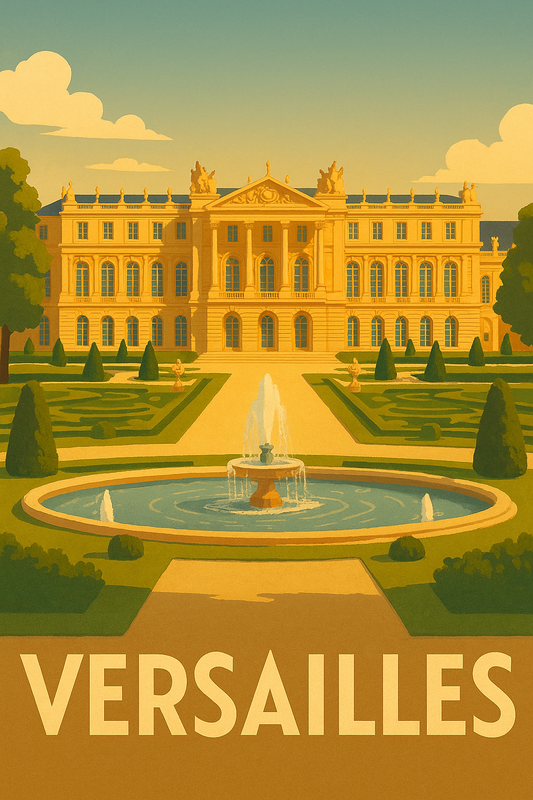 Affiche "Château de Versailles" - Illustration Vintage Palais Royal - Décoration Murale Monument Français