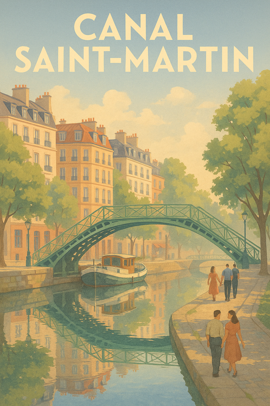 Affiche Canal Saint-Martin - Illustration Vintage Paris - Souvenir De Paris